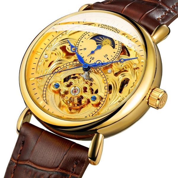 wristwatches 2021 forsining mechanical wristwatch moon phase golden automatic watch mens leather band watches, Slivery;brown
wristwatches 2021 forsining mechanical wristwatch moon phase golden automatic watch mens leather band watches, Slivery;brown