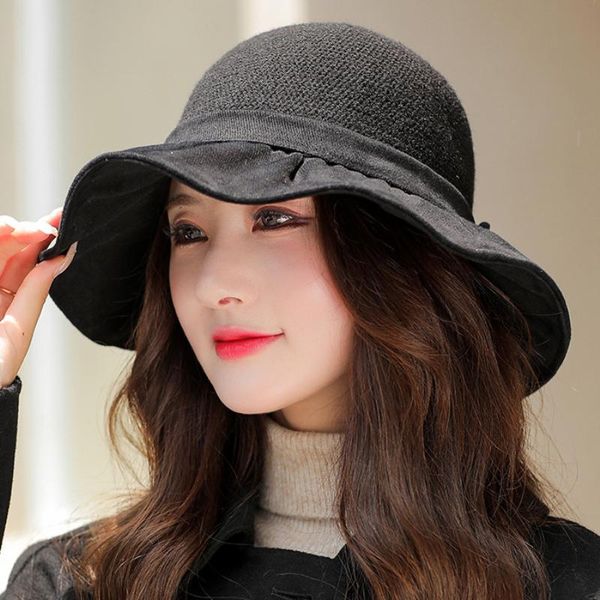 wide brim hats ht3787 fashion autumn winter hat women knitted fishing cap packable big bow round bucket female, Blue;gray
wide brim hats ht3787 fashion autumn winter hat women knitted fishing cap packable big bow round bucket female, Blue;gray