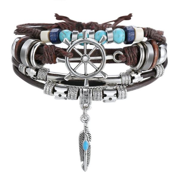 charm bracelets feather pendant bracelet handmade leather bangles jewelry for men drop ds0002, Golden;silver
charm bracelets feather pendant bracelet handmade leather bangles jewelry for men drop ds0002, Golden;silver