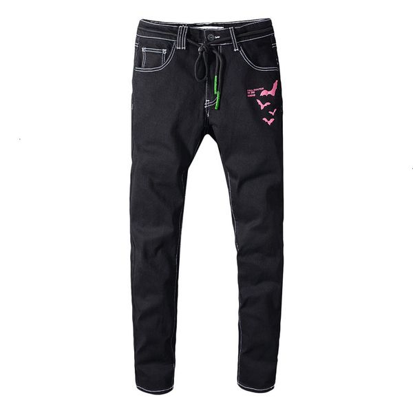 2021 men's male trousers high street style autumn black print jeans men stretch slim slimming denim pants 147 zaio, Blue
2021 men's male trousers high street style autumn black print jeans men stretch slim slimming denim pants 147 zaio, Blue