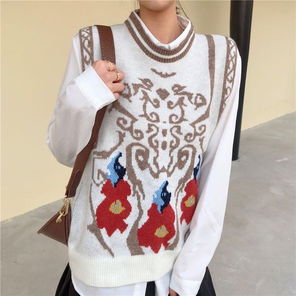 women's knits & tees harteen spring autumn 2021 womens clothing vest fashionable vintage print sweater knitted femme v-neck chalecos pa, White
women's knits & tees harteen spring autumn 2021 womens clothing vest fashionable vintage print sweater knitted femme v-neck chalecos pa, White