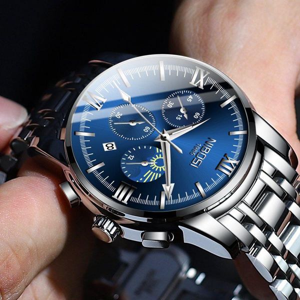 wristwatches nibosi men watches stainless steel waterproof sport quartz watch business multifunction chronograph relojes, Slivery;brown
wristwatches nibosi men watches stainless steel waterproof sport quartz watch business multifunction chronograph relojes, Slivery;brown