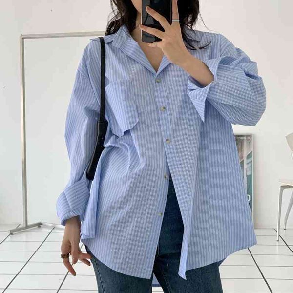 women's blouses & shirts blue lapel femme striped all match loose stylish leisure new arrival oversize ol casual brief pockets out, White
women's blouses & shirts blue lapel femme striped all match loose stylish leisure new arrival oversize ol casual brief pockets out, White