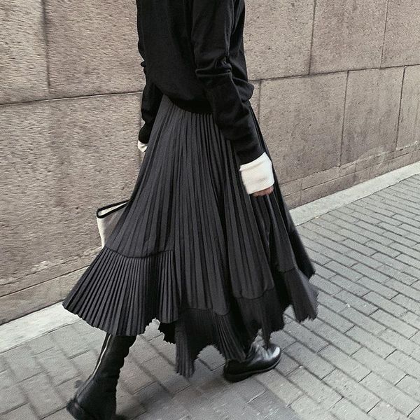 skirts high-waisted personality pleated irregular long woman asymmetrical style solid black frosty version simple women clothes
skirts high-waisted personality pleated irregular long woman asymmetrical style solid black frosty version simple women clothes