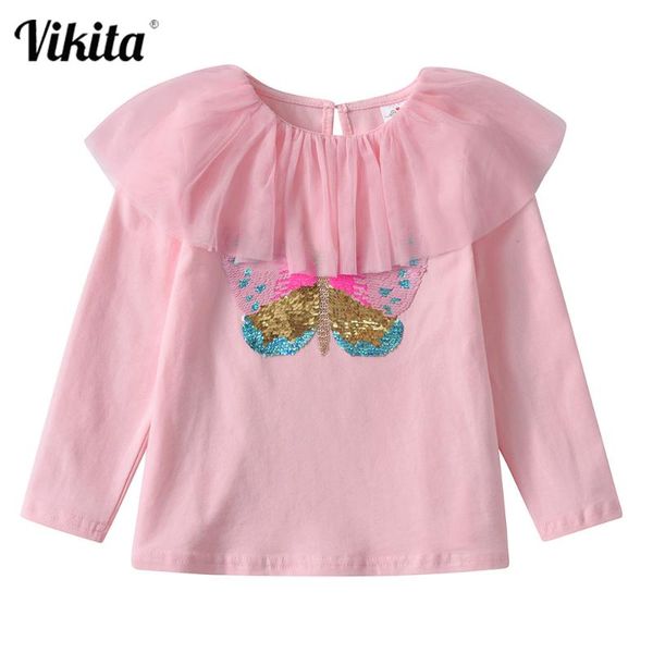 T-shirts VIKITA Girls Butterfly Sequins T Shirt Toddlers Spring Autumn Long Sleeve Tops Casual Wear Bottoming Cotton T-Shirt, Blue
T-shirts VIKITA Girls Butterfly Sequins T Shirt Toddlers Spring Autumn Long Sleeve Tops Casual Wear Bottoming Cotton T-Shirt, Blue