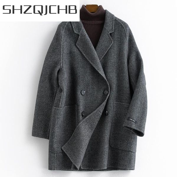 women's wool & blends shzq womens winter clothing natural jacket korean fashion long coats female autumn spring double breasted coat lw, Black
women's wool & blends shzq womens winter clothing natural jacket korean fashion long coats female autumn spring double breasted coat lw, Black