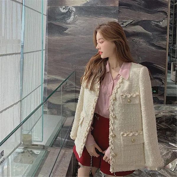 women's jackets vintage tweed jacket women 2021 spring fall small fragrance single breasted elegant coat korean fashion loose ladies ou, Black;brown
women's jackets vintage tweed jacket women 2021 spring fall small fragrance single breasted elegant coat korean fashion loose ladies ou, Black;brown