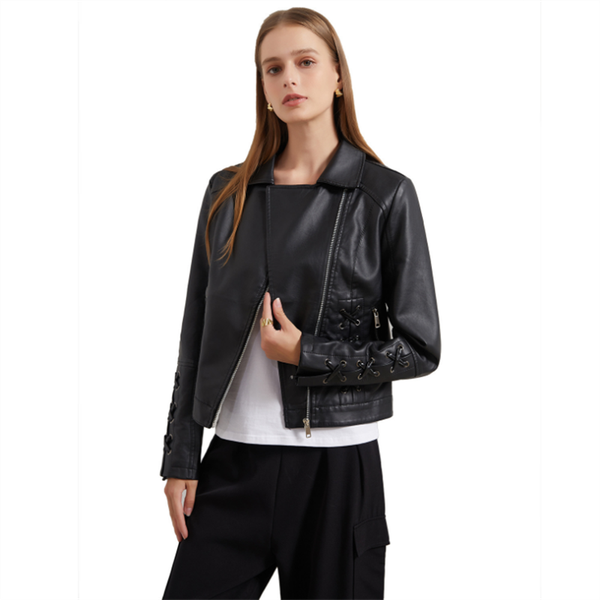 women's leather & faux 2021 spring autumn women black jacket casual zipper with belt biker coat female solid short outwear
women's leather & faux 2021 spring autumn women black jacket casual zipper with belt biker coat female solid short outwear