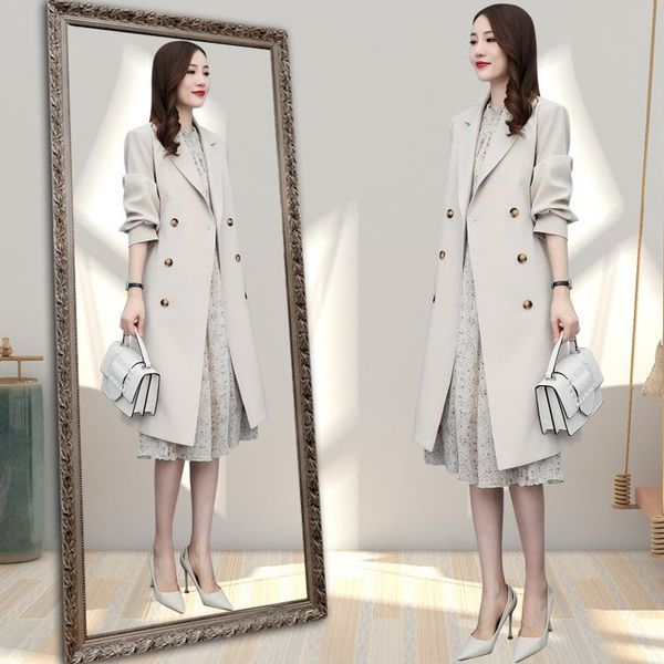 women's wool & blends 2021 autumn korean style simple graceful lace up double breasted mid-length trench coat, Black
women's wool & blends 2021 autumn korean style simple graceful lace up double breasted mid-length trench coat, Black