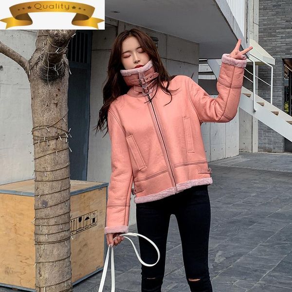 women's fur & faux women coat natural sheep shearling female jacket short motorcycle leather autumn winter 2021 abrigo mujer pph1741, Black
women's fur & faux women coat natural sheep shearling female jacket short motorcycle leather autumn winter 2021 abrigo mujer pph1741, Black