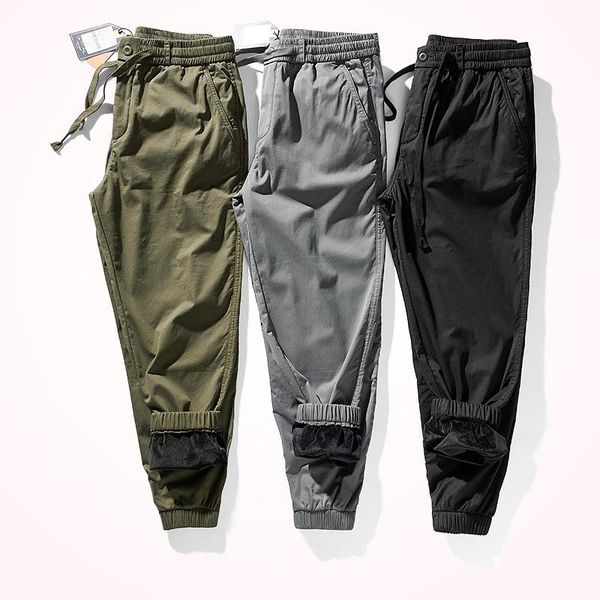 men's pants autumn and winter thickened casual with velvet elastic waist drawcord comfortable outdoor sport ankle-tied trousers, Black 
men's pants autumn and winter thickened casual with velvet elastic waist drawcord comfortable outdoor sport ankle-tied trousers, Black
