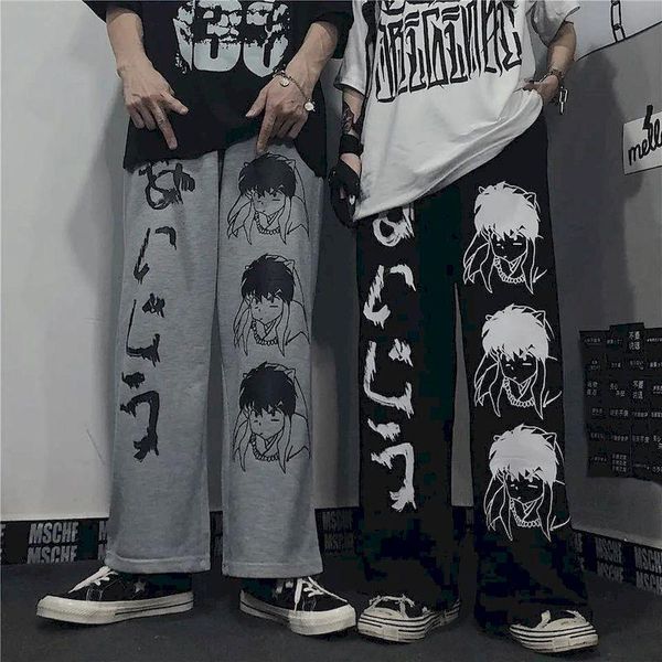 men's pants gothic anime printed wide-leg straight spring autumn korean loose trousers high street harajuku bottoms, Black
men's pants gothic anime printed wide-leg straight spring autumn korean loose trousers high street harajuku bottoms, Black