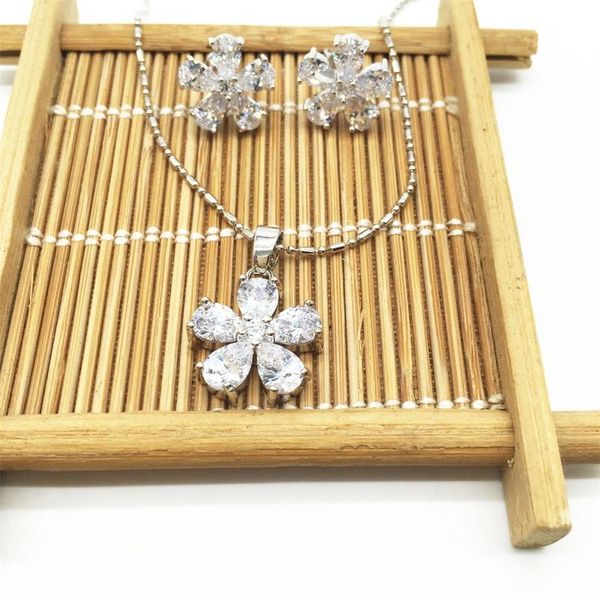 earrings & necklace flower white stone color sterling silver jewelry sets for women pendant
earrings & necklace flower white stone color sterling silver jewelry sets for women pendant