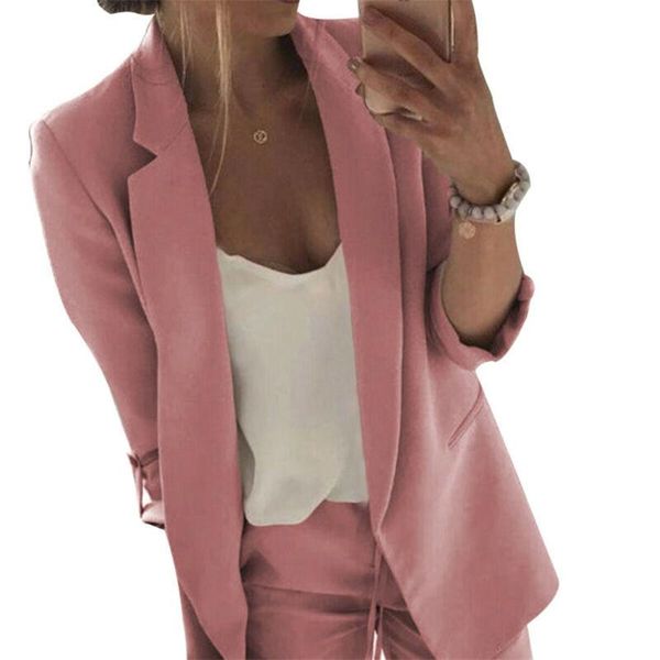 women's suits & blazers vintage open stitch office ladies solid modest blazer women long sleeve slim suit coat work female 2021 autumn, White;black 
women's suits & blazers vintage open stitch office ladies solid modest blazer women long sleeve slim suit coat work female 2021 autumn, White;black