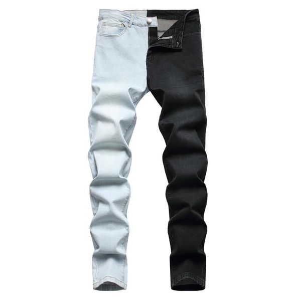 men's jeans spliced patchwork light blue black trendy streetwear slim straight stretch denim pants trousers
men's jeans spliced patchwork light blue black trendy streetwear slim straight stretch denim pants trousers