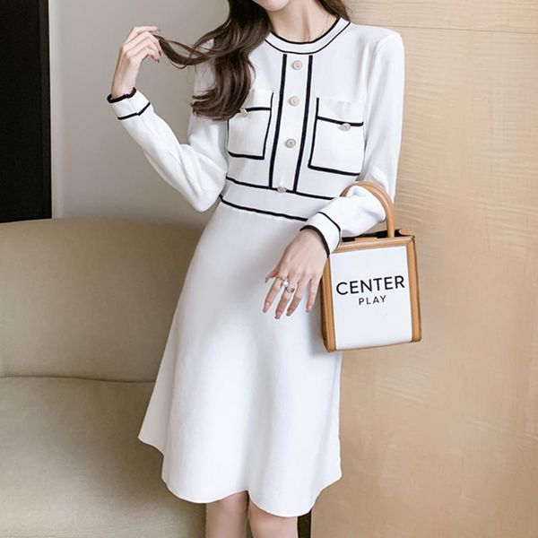 casual dresses small fragrance color contrast knitted mini dress 2021 autumn long sleeve elegant black white robe femme, Black;gray
casual dresses small fragrance color contrast knitted mini dress 2021 autumn long sleeve elegant black white robe femme, Black;gray