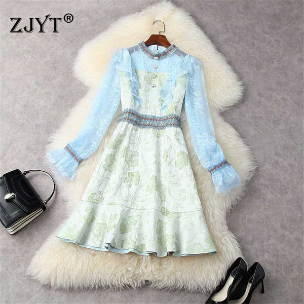spring runway women robe fashion designers flare sleeve lace patchwork short jacquard dress trumpet party vestidos 210601, Black;gray
spring runway women robe fashion designers flare sleeve lace patchwork short jacquard dress trumpet party vestidos 210601, Black;gray