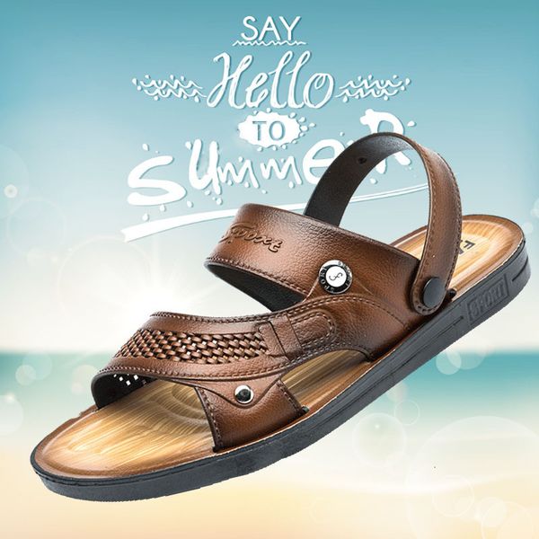 beach 2019 new pvc open teen antislip double use men's shoes men sandals summer, Black