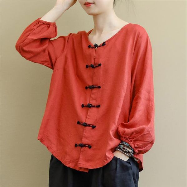 arrival spring arts style women shirts long sleeve o neck cotton linen vintage button loose blouses femme blusas mujer s603, White
arrival spring arts style women shirts long sleeve o neck cotton linen vintage button loose blouses femme blusas mujer s603, White
