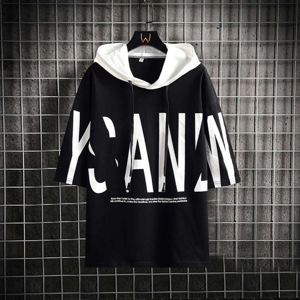 short sleeve t-shirt men's summer fashion brand loose print youth casual hoodie men, Black
short sleeve t-shirt men's summer fashion brand loose print youth casual hoodie men, Black