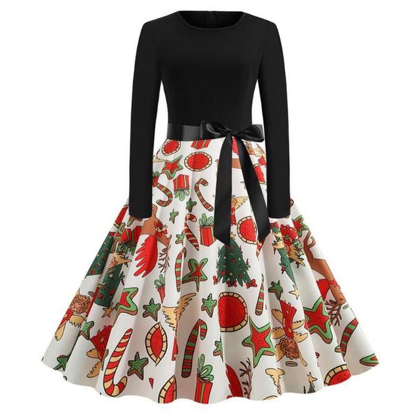 casual dresses christmas retro for women long sleeve o-neck big swing elegant print dress patchwork robe co, Black;gray
casual dresses christmas retro for women long sleeve o-neck big swing elegant print dress patchwork robe co, Black;gray