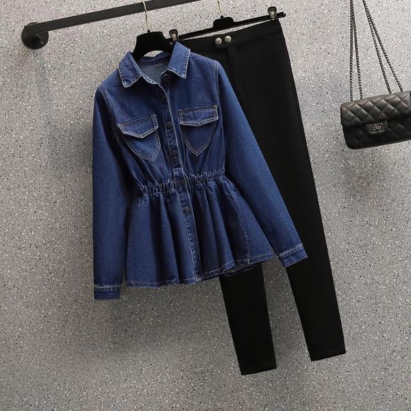 women's two piece pants plus size casual autumn fashion set denim jacket and pencil suits tracksuit outfits big, White
women's two piece pants plus size casual autumn fashion set denim jacket and pencil suits tracksuit outfits big, White