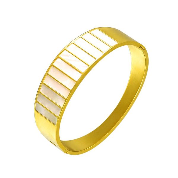 bangle white shell bracelets titanium stainless steel jewelry charms gold color bracelet for men women fashion, Black
bangle white shell bracelets titanium stainless steel jewelry charms gold color bracelet for men women fashion, Black