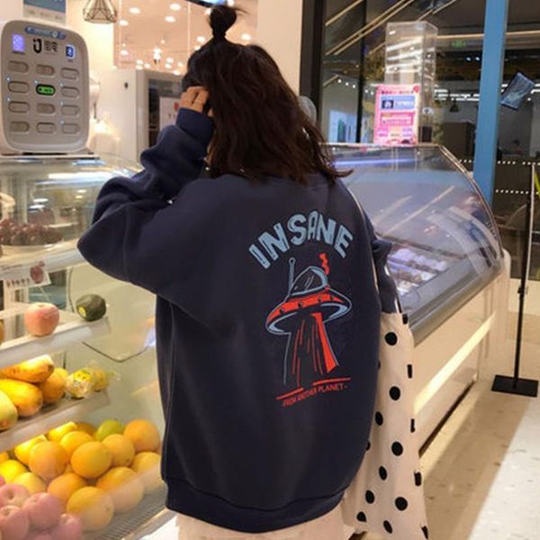 women's hoodie sweatshirt letter shirt loose jacket ins plus velvet clothes coat strange girl pp home plus velvet thickened ins, Black
women's hoodie sweatshirt letter shirt loose jacket ins plus velvet clothes coat strange girl pp home plus velvet thickened ins, Black