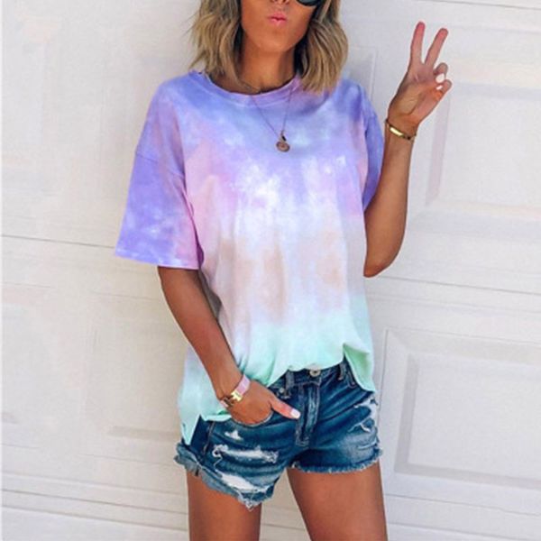2021 new casual short sleeve t-shirt women tie-dye gradient print summer girls tees t-shirts streetwear plus xmsl, White
2021 new casual short sleeve t-shirt women tie-dye gradient print summer girls tees t-shirts streetwear plus xmsl, White