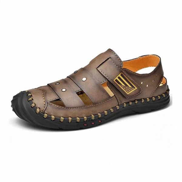 men's sandals summer leather classic sandals men leather water trekking outdoor non-slip sneaker beach rubber bottom q7b4#, Black
men's sandals summer leather classic sandals men leather water trekking outdoor non-slip sneaker beach rubber bottom q7b4#, Black