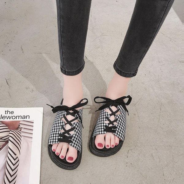 sandals style peep toe women students summer fashion flat flat-bottomed harajuku roman, Black
sandals style peep toe women students summer fashion flat flat-bottomed harajuku roman, Black