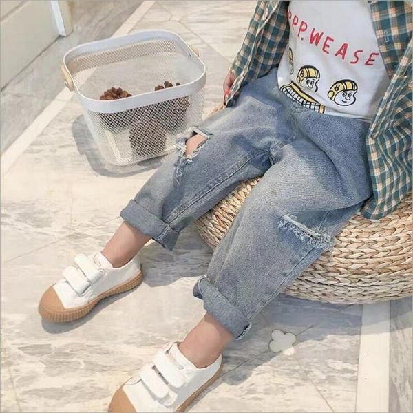 spring 2-7y chiildren clothes pants for boys elastic waist hole fashion kids jeans girls autumn novelty clothes for infant, Blue
spring 2-7y chiildren clothes pants for boys elastic waist hole fashion kids jeans girls autumn novelty clothes for infant, Blue