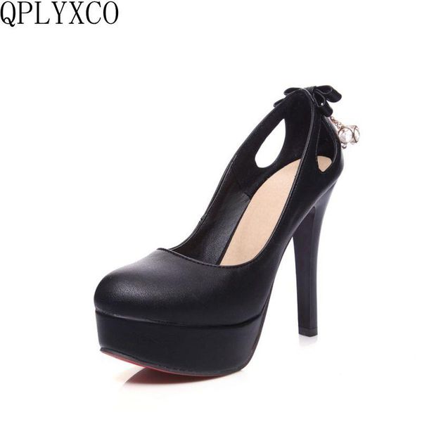 dress shoes qplyxco sweet big size 34-43 woman high heels platform wedding party women pumps zapatos mujer x750-8, Black