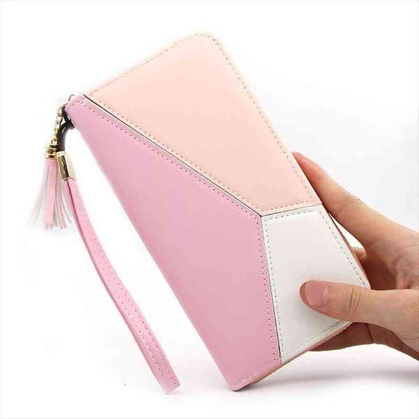 korean version long zipper wallet female student mobile phone bag hand zero womens, Red;black