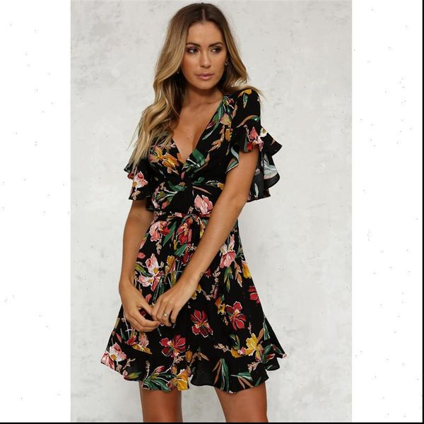 new fashion womens boho v neck short sleeve dress floral printed slim dress ladies beach evening party mini sundress summer, Black;gray
new fashion womens boho v neck short sleeve dress floral printed slim dress ladies beach evening party mini sundress summer, Black;gray