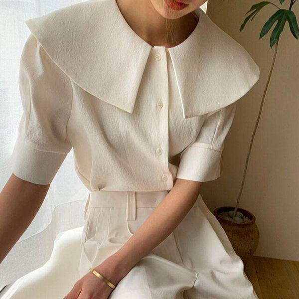 women's blouses & shirts summer white shirt personality big lapel ladies 2021 retro short sleeve loose button up elegant blouse women
women's blouses & shirts summer white shirt personality big lapel ladies 2021 retro short sleeve loose button up elegant blouse women