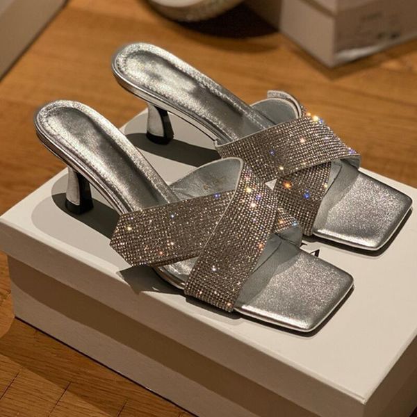 glitter rhinestones slippers women sandals high heel summer slides crystal silver slippers beach sandles shoes sandalias, Black
glitter rhinestones slippers women sandals high heel summer slides crystal silver slippers beach sandles shoes sandalias, Black