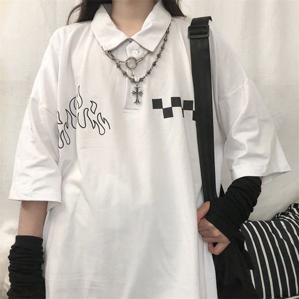 2021 casual street flame plaid print tshirt turndown collar short sleeve t-shirt women summer loose hip hop tee shirt couple top, Black
2021 casual street flame plaid print tshirt turndown collar short sleeve t-shirt women summer loose hip hop tee shirt couple top, Black
