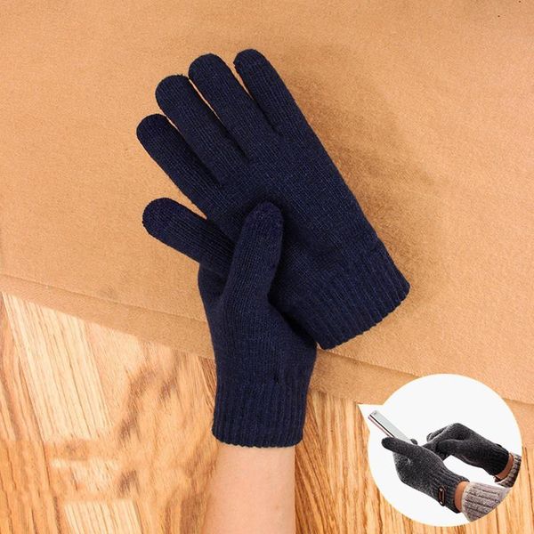 five fingers gloves men solid knit keep plush thickened double warm winter touchscreen soft color female mittens women, Blue;gray
five fingers gloves men solid knit keep plush thickened double warm winter touchscreen soft color female mittens women, Blue;gray