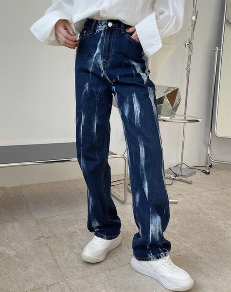 women's jeans woman cotton straight long blue