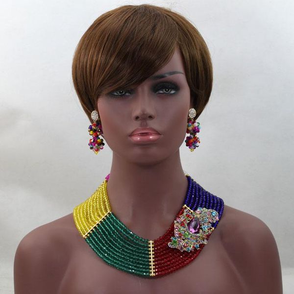 earrings & necklace multicolored nigerian wedding african crystal beads jewelry sets costume bridal set alj536, Silver
earrings & necklace multicolored nigerian wedding african crystal beads jewelry sets costume bridal set alj536, Silver