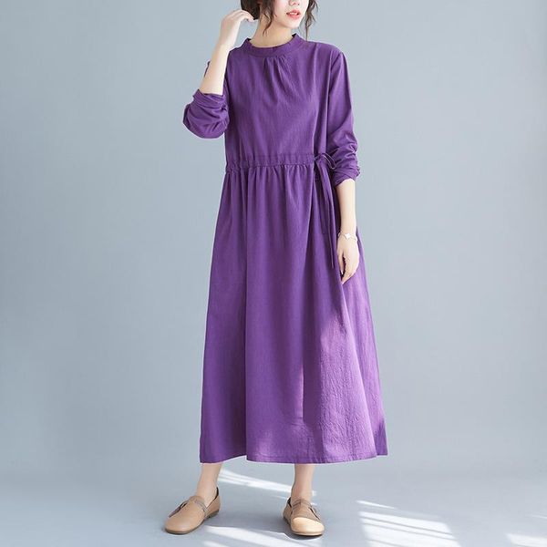 casual dresses johnature 2021 spring korean o-neck women solid color loose tie female dress, Black;gray
casual dresses johnature 2021 spring korean o-neck women solid color loose tie female dress, Black;gray