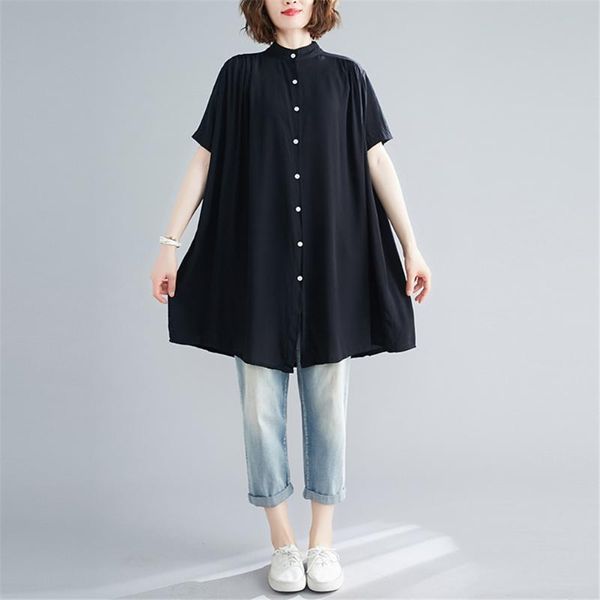 women's blouses & shirts blouse women clothing lady 2021 summer plus size cotton casual loose pleated button cardigan solid black zy48, White
women's blouses & shirts blouse women clothing lady 2021 summer plus size cotton casual loose pleated button cardigan solid black zy48, White