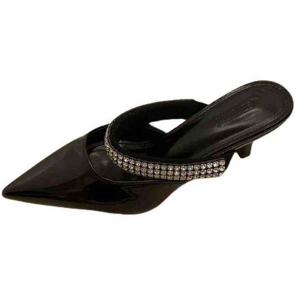 slippers new pointed shallow mouth rhinestone with baotou back empty women s fashion temperament thin high heeled sandals 220304, Black
slippers new pointed shallow mouth rhinestone with baotou back empty women s fashion temperament thin high heeled sandals 220304, Black