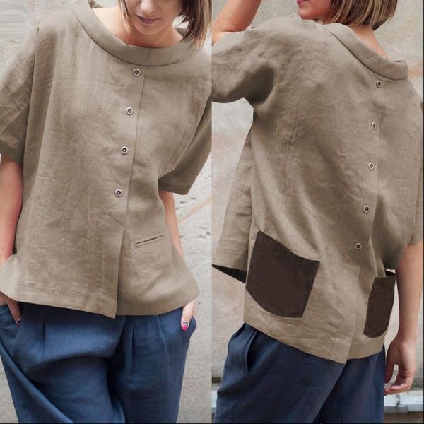 oversized vintage cotton women blouses 2021 summer short sleeve buttons casual shirts pockets loose blusas femininas, White
oversized vintage cotton women blouses 2021 summer short sleeve buttons casual shirts pockets loose blusas femininas, White