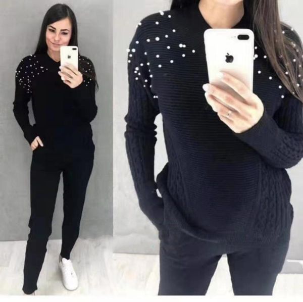 real v-neck full drawstring blends beading new knit suit fashion beaded sweater and trousers 2 piece female pullover casual, White
real v-neck full drawstring blends beading new knit suit fashion beaded sweater and trousers 2 piece female pullover casual, White