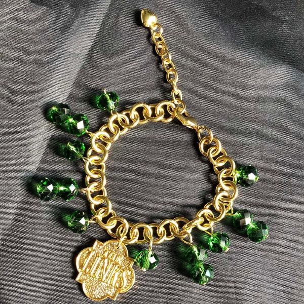 link, chain handmade greek sorority o-shaped links green crystal fashion charm classic pendant bracelet women jewelry, Black
link, chain handmade greek sorority o-shaped links green crystal fashion charm classic pendant bracelet women jewelry, Black
