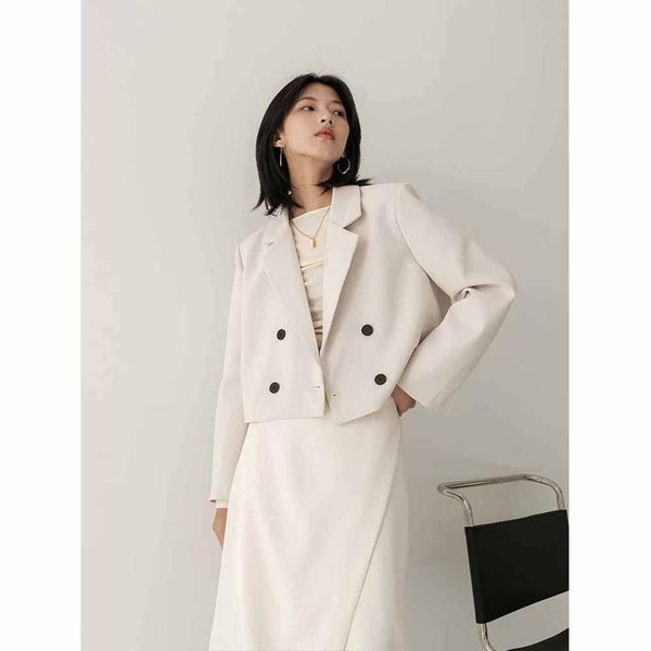 women's suits & blazers autumn 2021 stock korean net red foreign style suit double row short coat loose casual women, White;black
women's suits & blazers autumn 2021 stock korean net red foreign style suit double row short coat loose casual women, White;black