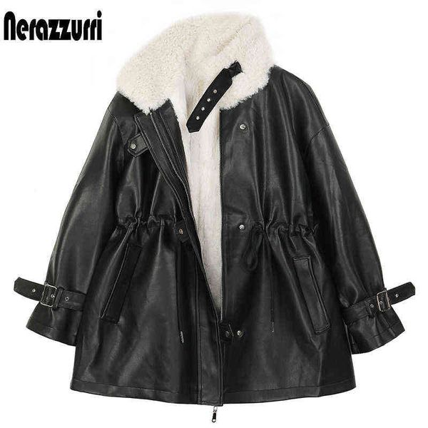 nerazzurri thick warm black faux leather jacket with fur inside long sleeve zipper winter faux fur lined coats for women fashion 211118
nerazzurri thick warm black faux leather jacket with fur inside long sleeve zipper winter faux fur lined coats for women fashion 211118