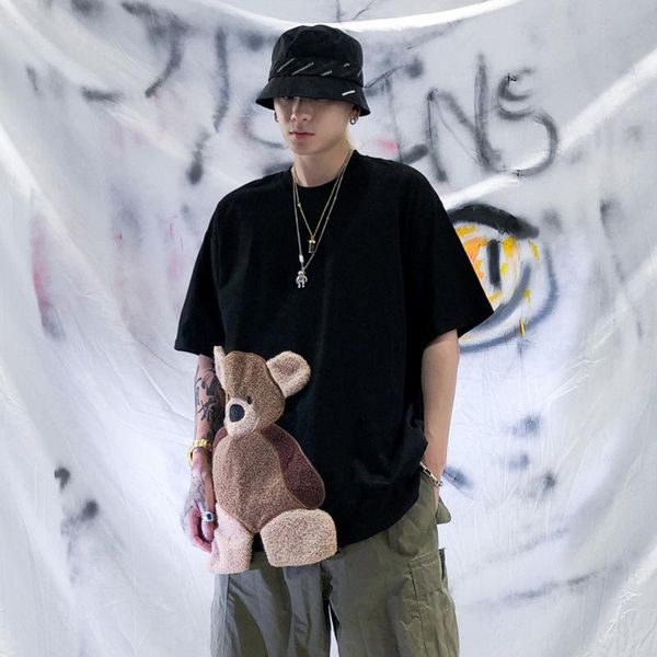 men's t-shirts harajuku creative embroidery bear color block patchwork tees shirts streetwear 2021hip hop casual short sleeve tshirts, White;black
men's t-shirts harajuku creative embroidery bear color block patchwork tees shirts streetwear 2021hip hop casual short sleeve tshirts, White;black